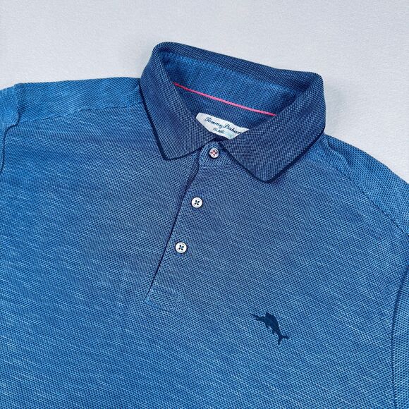 Tommy Bahama Other - Tommy Bahama Men's Island Zone Blue Textured Short Sleeve Polo Shirt Size Medium